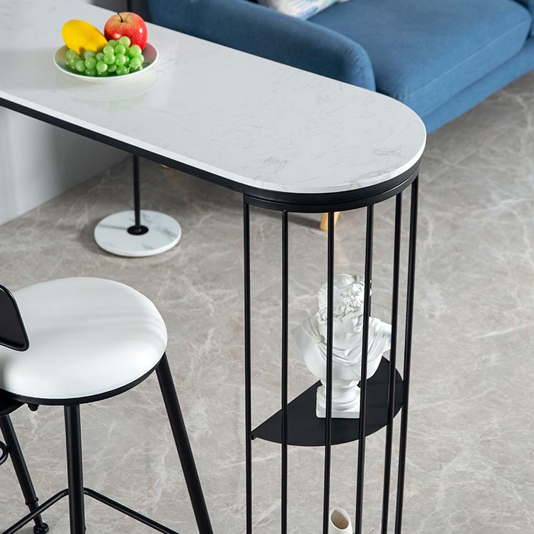 Modern Pub Height Dining Table White and Black Counter Height Table