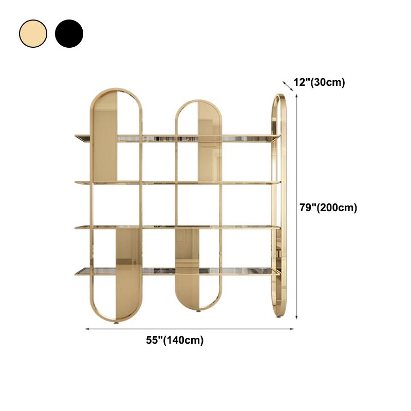 Geometric Modern Style Bookcase Metal Open Back Bookshelf for Home Office