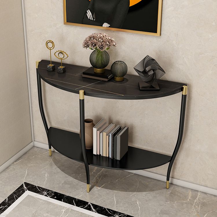 Stone Half Moon Console Table 33.46" Tall Legs Included Accent Table