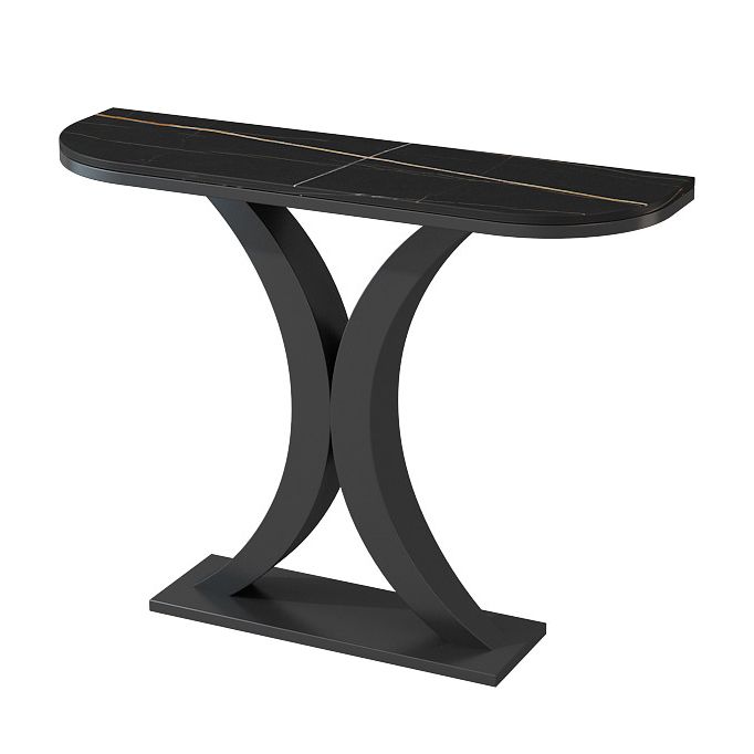 Contemporary Console Accent Table Half Moon Console Sofa Table in Stone
