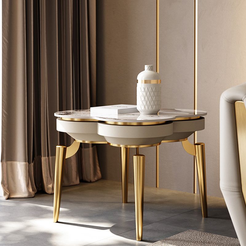 Luxurious Metal Side Table Stone 4 Legs Sofa Side Accent Table