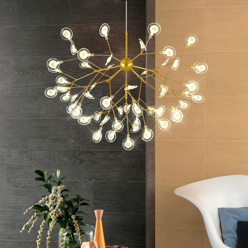 Simplicity Leaf Chandelier Lamp Acrylic Living Room LED Drop Pendant with Branch-Like Wireframe