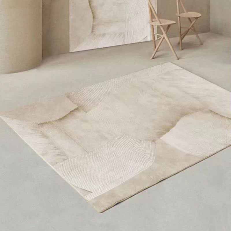 Schlichter, moderner Teppich, beige Farbblock-Innenteppich, rutschfester Teppich für die Heimdekoration