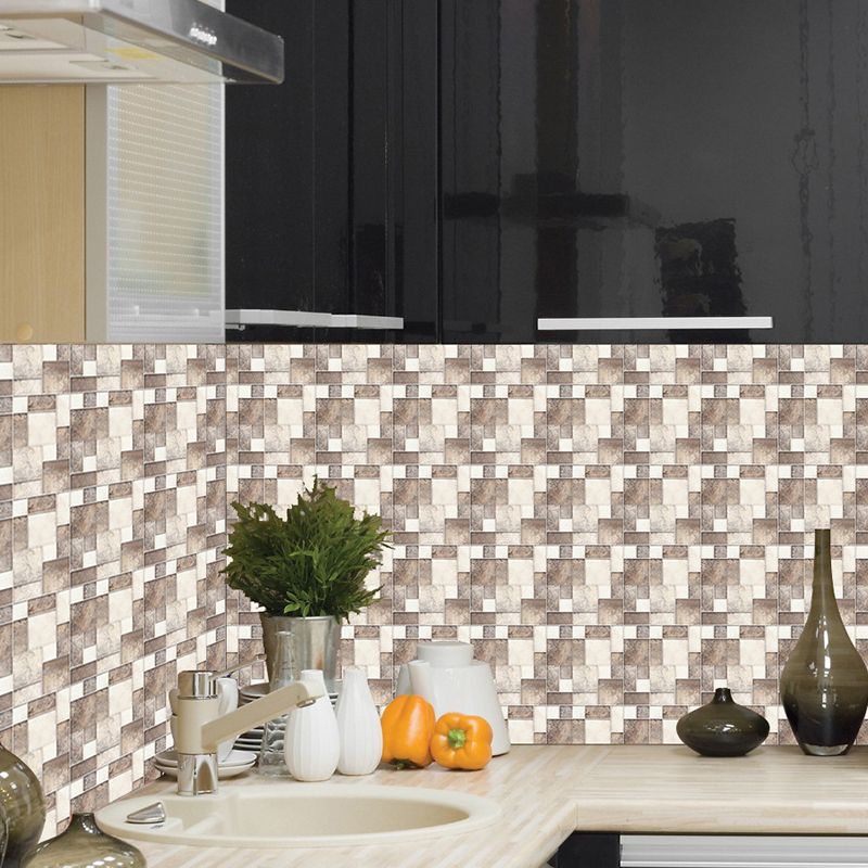 10 Pcs Brick Adhesive Wallpaper Panels Rural Neat Mosaic Tiles Wall Covering in Brown, 9.7-sq ft