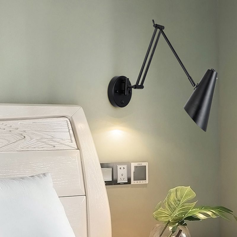 Post-Modern Wall Light Fixture Swing Arm Wall Sconce with Metal for Bedroom