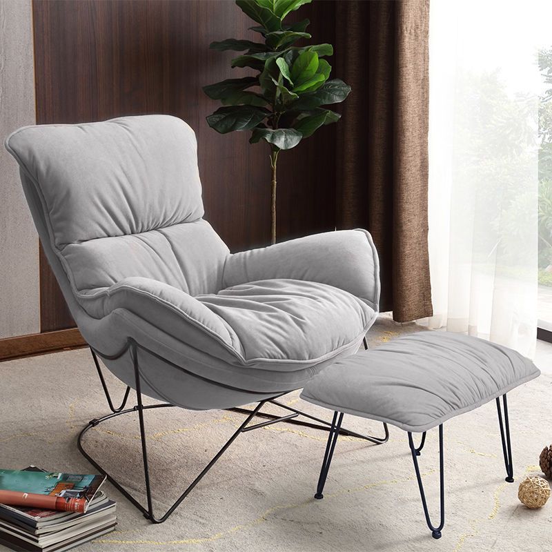 Contemporary Rocking Chair Fabric Upholstered Metal Frame Indoor Rocking Chair