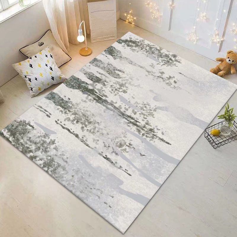 Gray Modern Rug Polyester Graphic Indoor Rug Washable Rug for Living Room