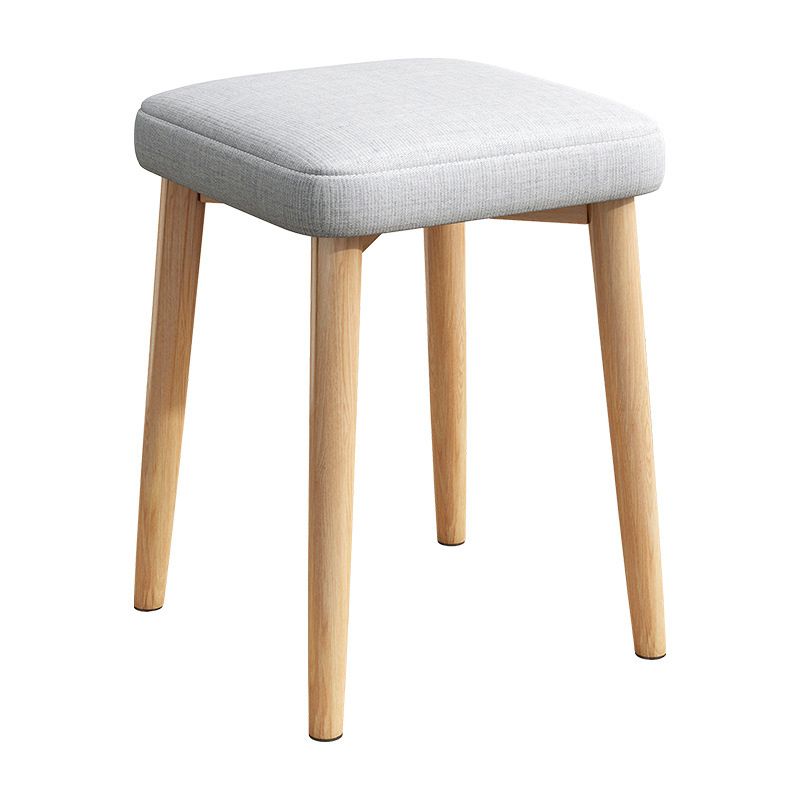 Solid Color Pouf Fabric Fade Resistant Metal Frame Square Upholstered Pouf