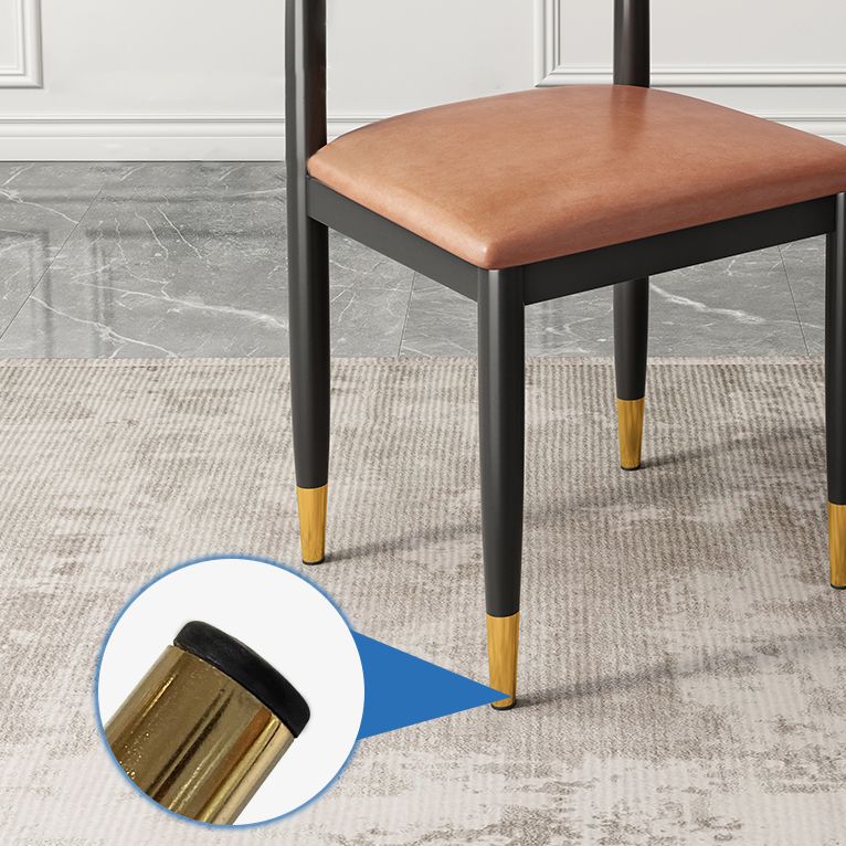 Contemporary Metal Side Chair Restaurant Armless Cow Horn Open Back Dining Side Chair