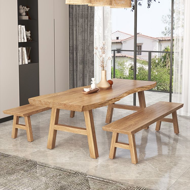 Rectangle Wood Color Dining Table Solid Wood Table Modern Style with 4 Legs