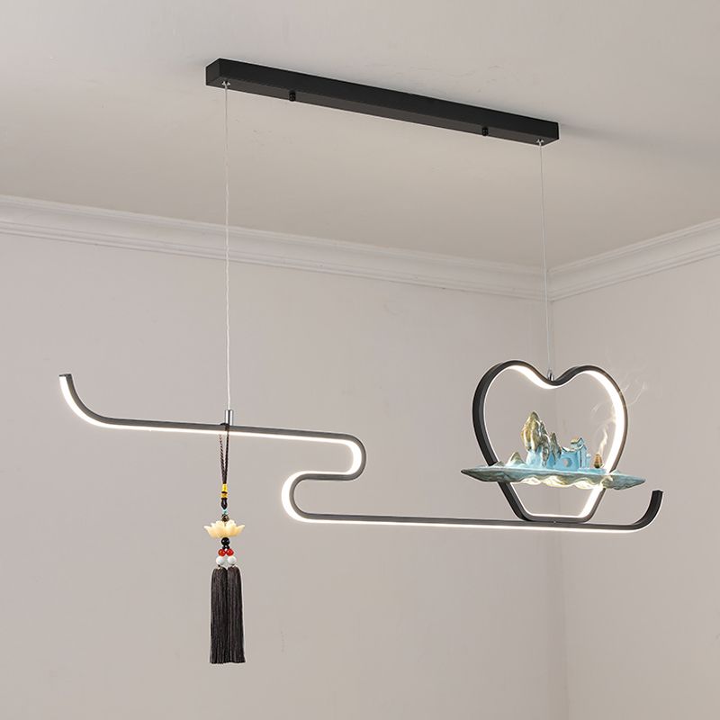 Ideas de iluminación de isla de metal lineal Ideas de té modernas iluminación de islas