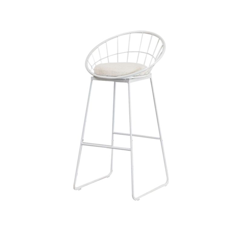Metal Armless Bar Stool Low Back Dining Stool with Metal Base