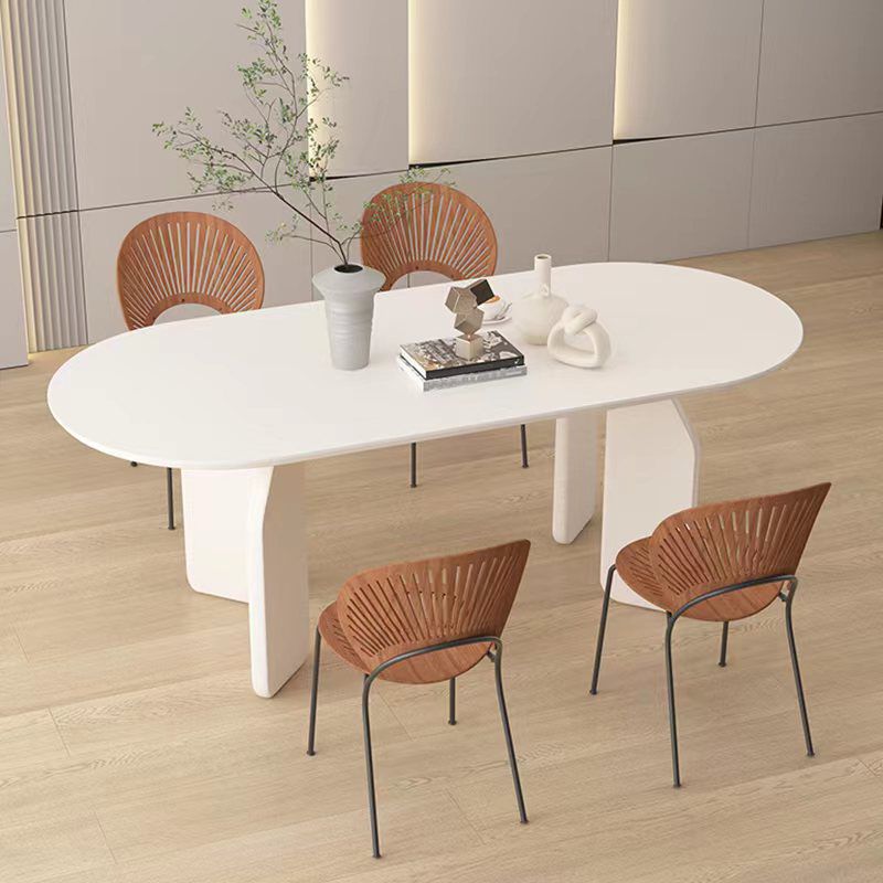 Solid Wood Dining Table White Modern Dinner Table for Dining Room