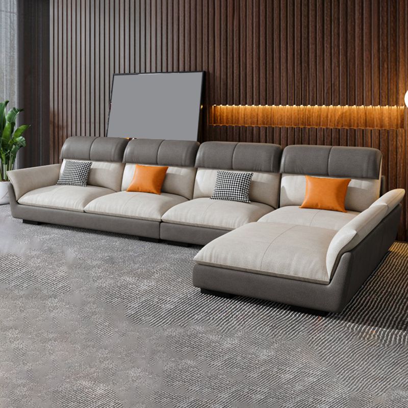 Scandinavian Stain-Resistant Faux Leather L-Shape Cushion Back Sofa