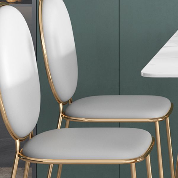 Glam Iron Dinette Set 1/2/5 Pieces Rectangle Dining Table Set with White Sintered Stone