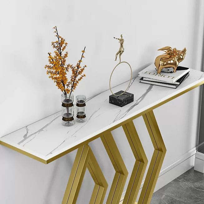 11.81" W Stone Console Table Modern Stain Resistant End Table