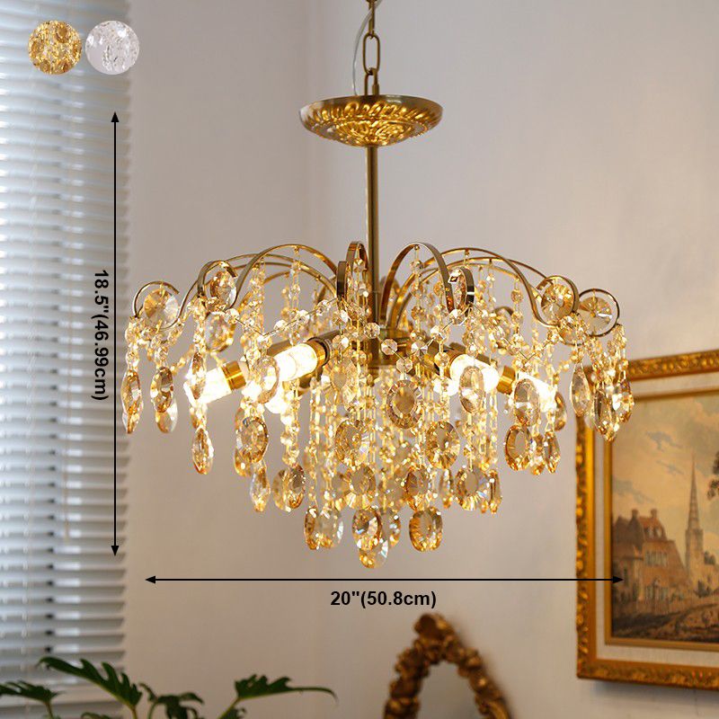American Style Branch Chandelier Crystal 6 Lights Hanging Light for Bedroom