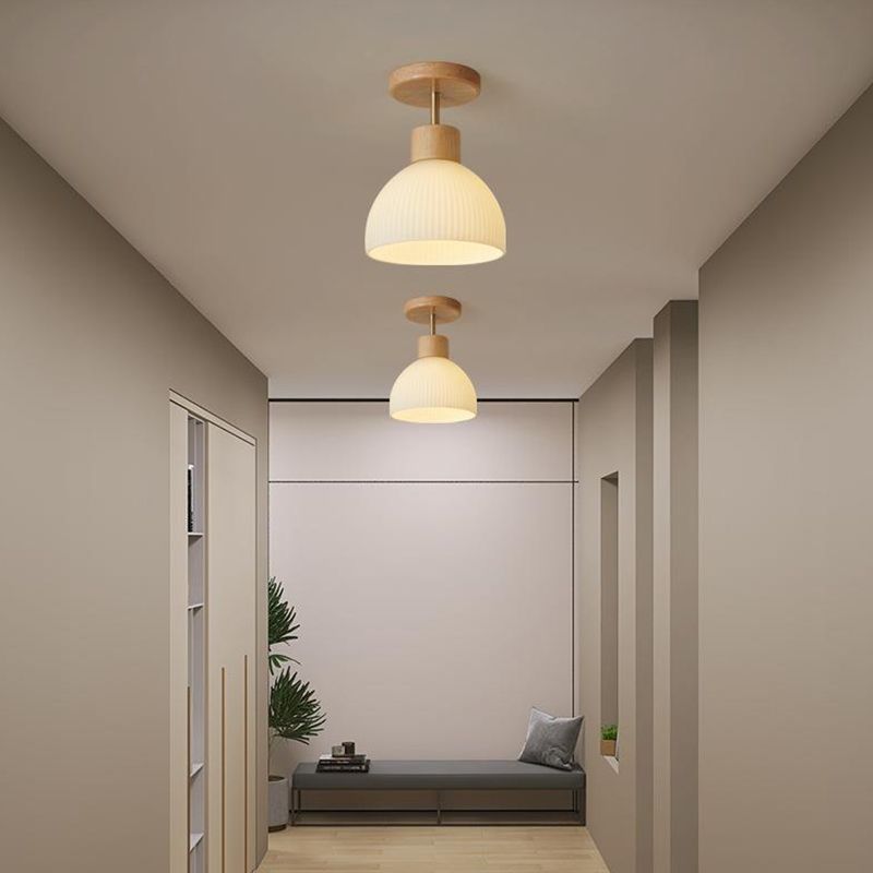 Nordic Ceiling Lamp Wooden Flush Mount Light Fixture for Bedroom