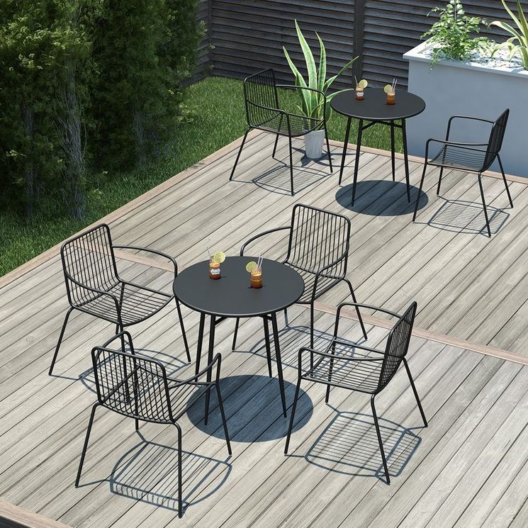 Industrial Metallic Finish End Table Iron Water Resistant Side Table