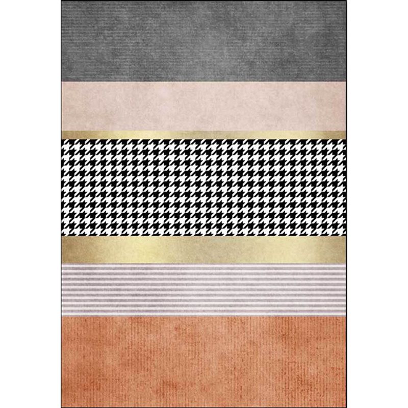 Modernist Houndstooth Pattern Rug Orange Polyester Rug Non-Slip Pet Friendly Washable Are Rug for Bedroom