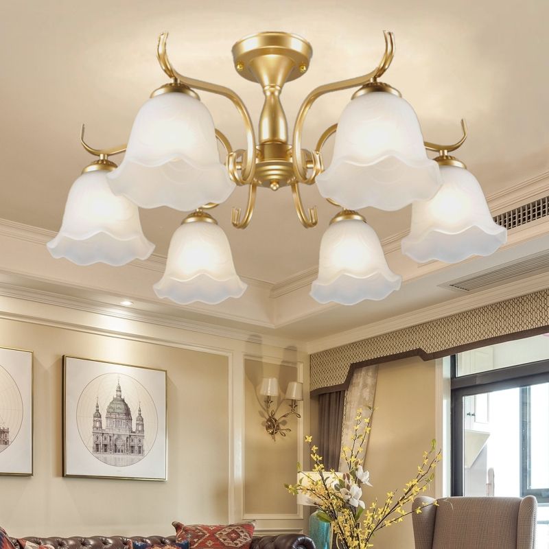 Household Ceiling Lamp Modern Flush Mount Light Fixture with Glass Shade