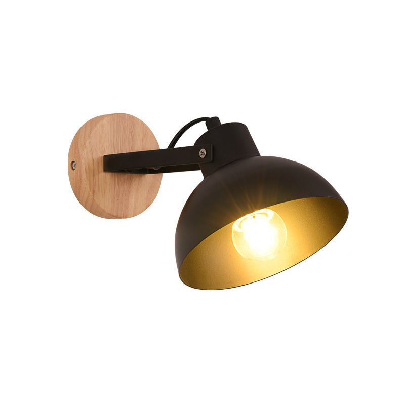 Dome Shape Wall Lighting Modern Style Metal 2 Lights Sconce Lamp in Black/White