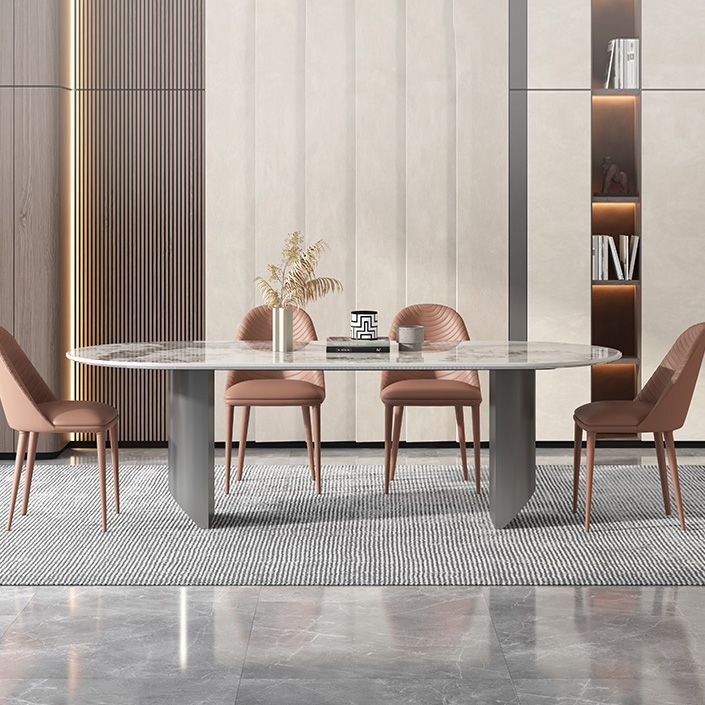 Metal Traditional Luxury Oval Table Sintered Stone Table for Dining Room and Kitchen
