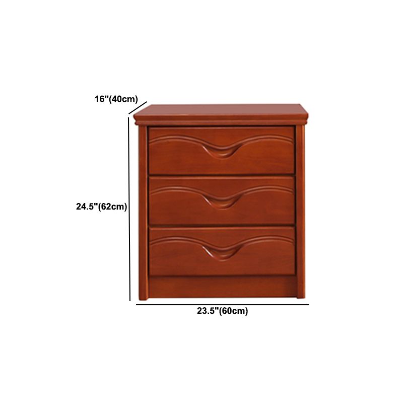 Mid-Century Modern Brown Accent Chest with Drawers Chest in Rubberwood