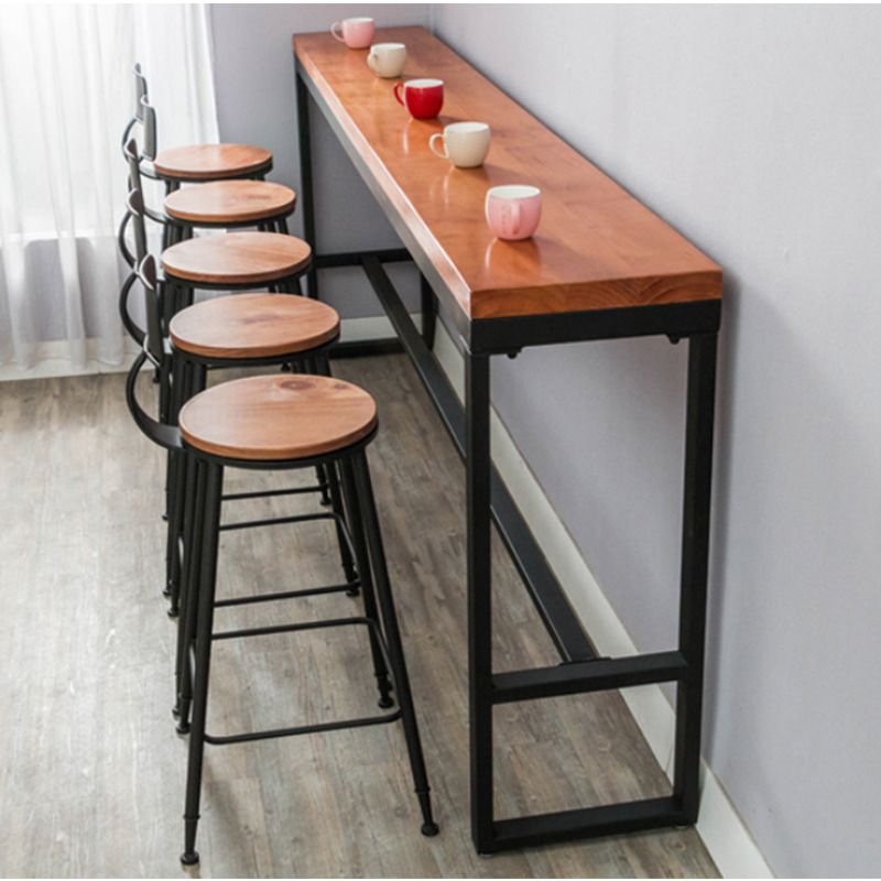 Wood Top Table Industrial Style Bistro Pub Table for Dining Room