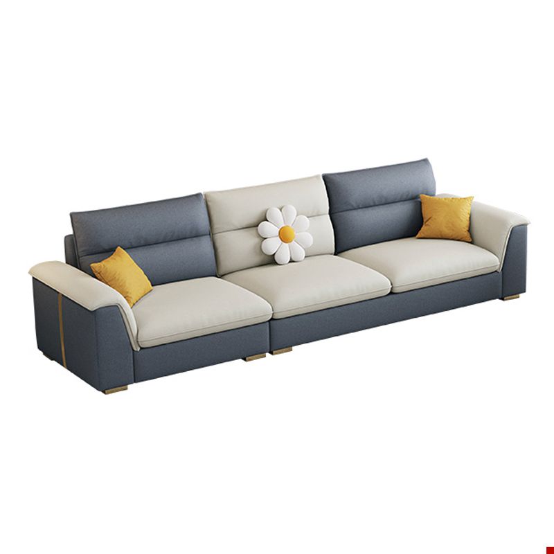 Glam Faux Leather Sofa & Chaise Square Arm Sofa for Living Room