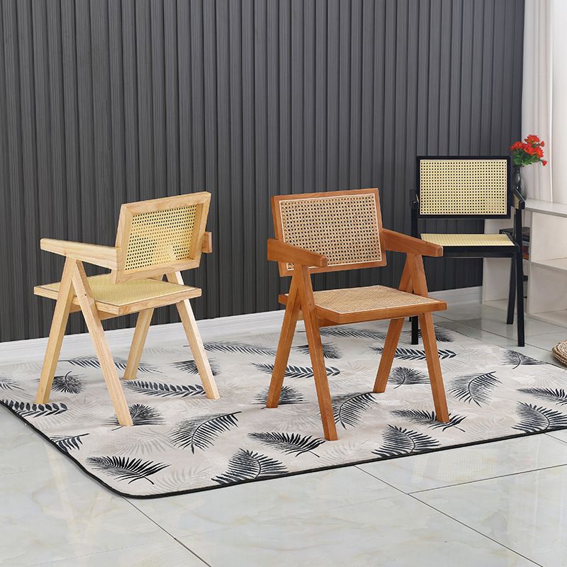 19.68" Wide Arm Chair Solid Wood Frame Chair with Woven Back