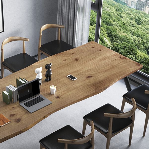 Rectángulo 4 patas Mesa de comedor industrial Mada de madera maciza Mesa de comedor fija