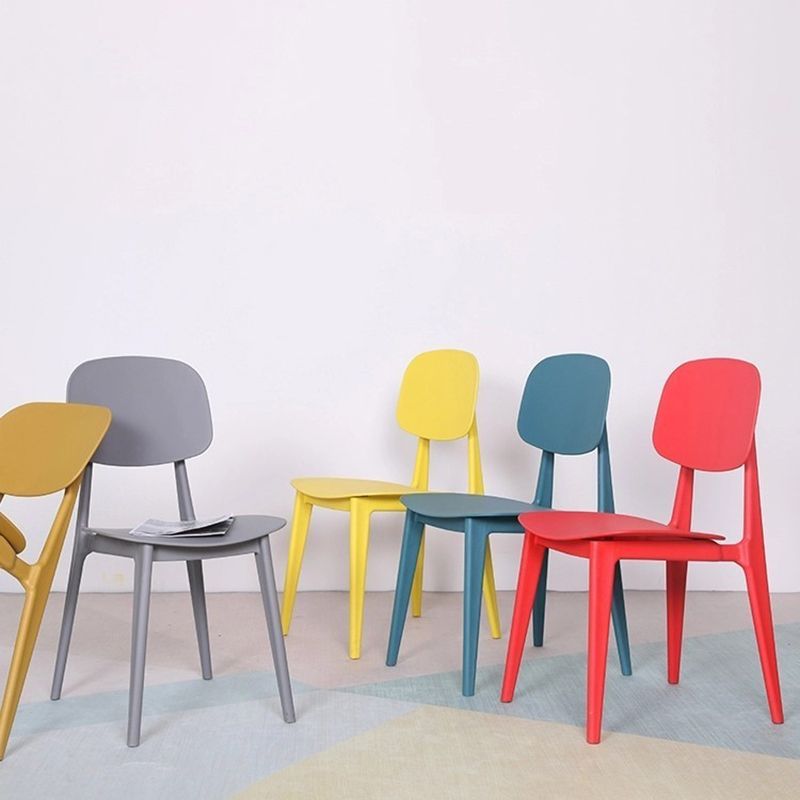 Scandinavian Open Back Dining Chair Plastic Armless Dining Side Chair