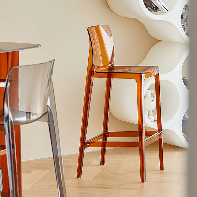 Modern Armless Backrest Counter Stool Acrylic Cafe Bar Stool with Pedal