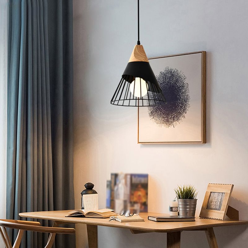 Metal Cone Shade Hanging Lights Modern Macaron Style 1 Head Hanging Mount Fixture for Restaurant