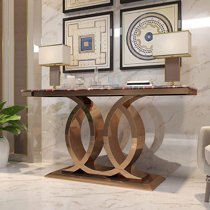 Glam Marble Console Table Rectangle 16" W Accent Table for Hall