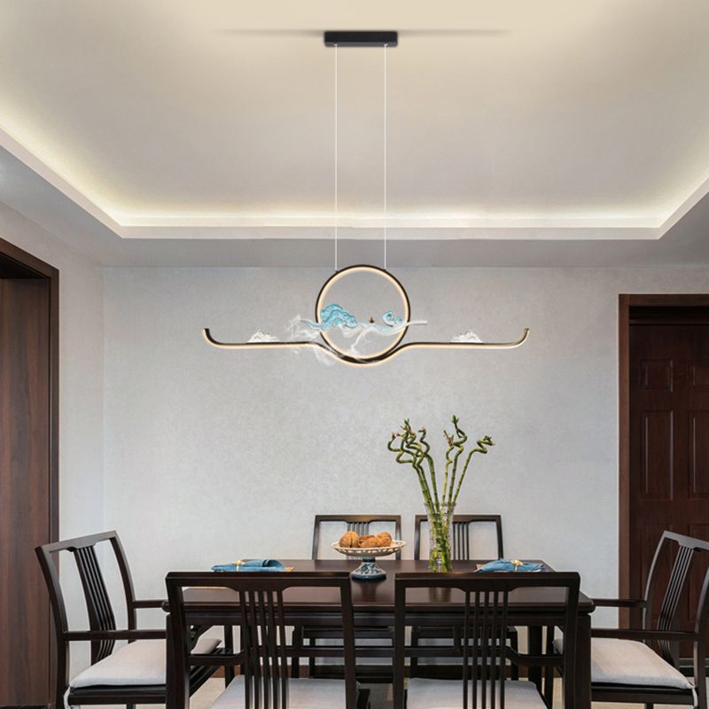 Luces de la isla de forma lineal Luces de estilo contemporáneo 2 accesorios de iluminación colgante de luz