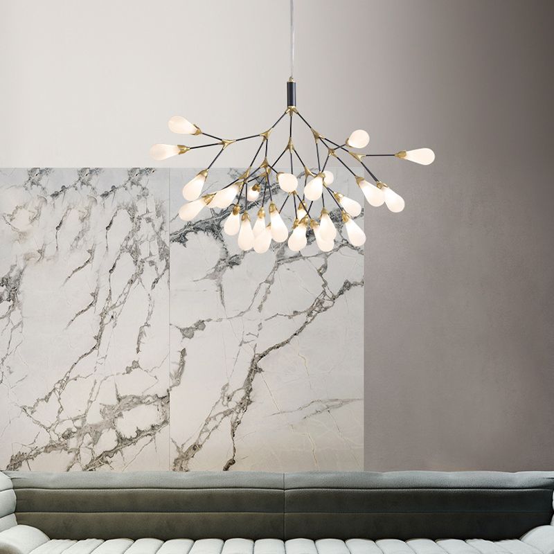 Wit glazen kroonluchter verlichtingsarmatuur moderne kroonluchter hanglamp voor woonkamer