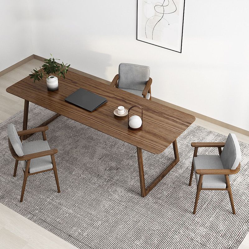 Rectangle Industrial Dining Table Solid Wood Fixed Table for Kitchen