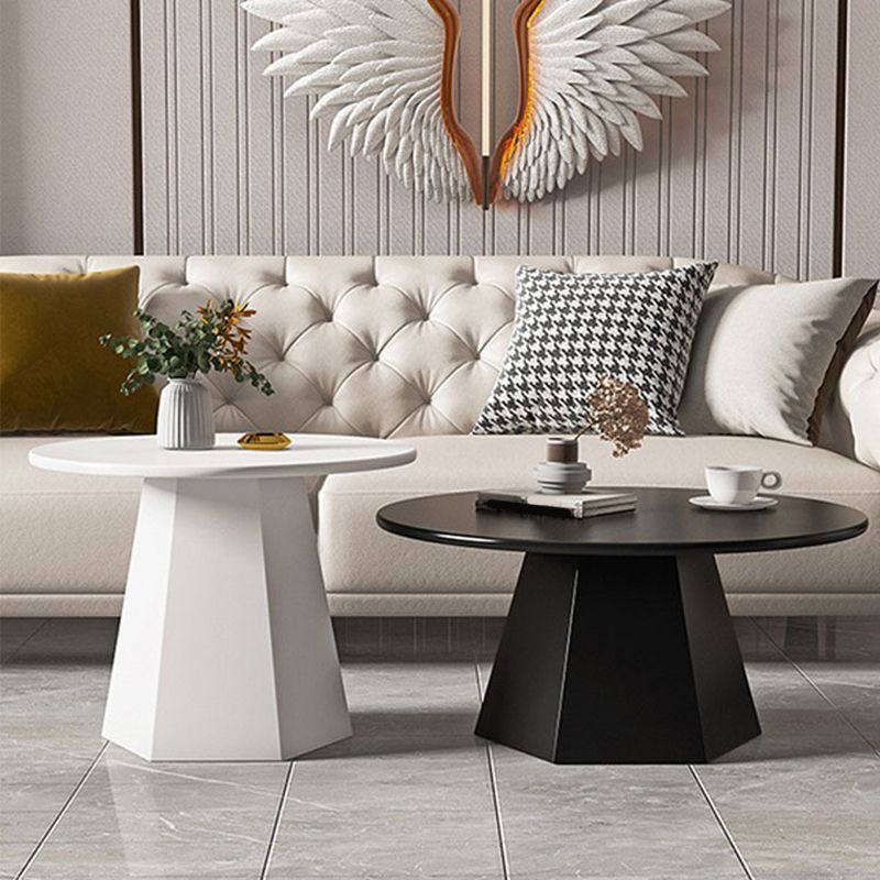 Pedestal 1/2 Black/White Coffee Table Metal Round Cocktail Table