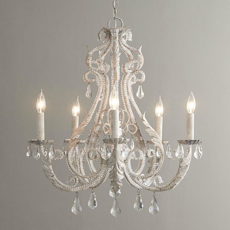 American Style Candle Chandelier Light Fixtures Multi-Head Suspension Pendant Lamps with Crystal