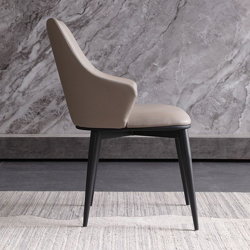 Industrial Style Arm Chair Metal Solid Back Dining Room Chair for Dining Room