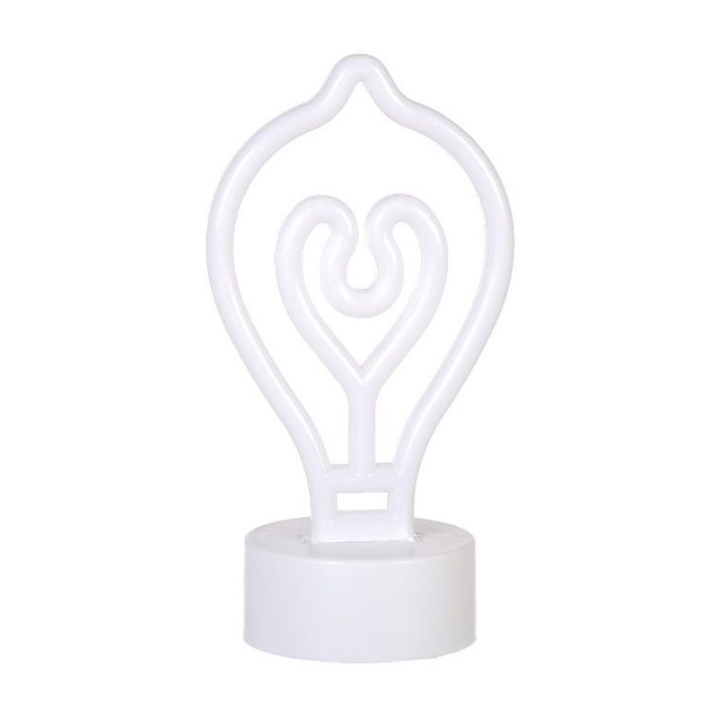 Cartoon LED Table Light White Bulb Shaped Battery Operated Night Lighting with Plastic Shade