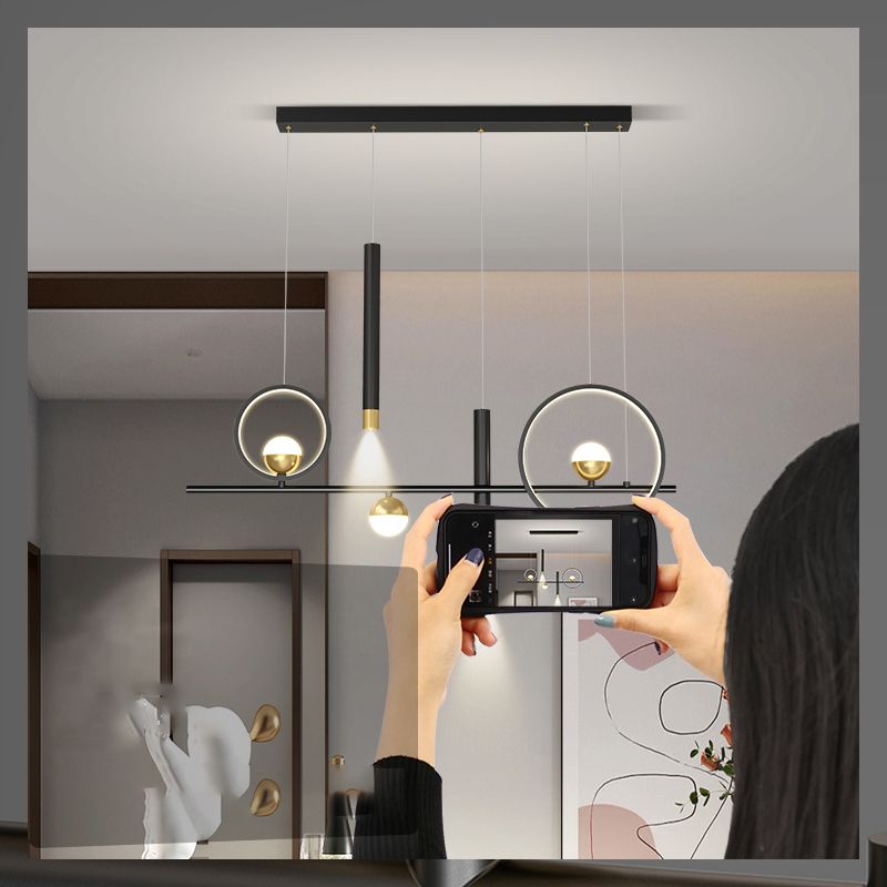 Iluminación colgante lineal luces colgantes contemporáneas para isla de cocina con sombra de metal