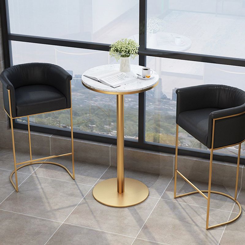 Faux Marble Bar Dining Table Geometric Bar Table for Cafe And Breakroom