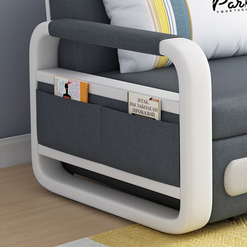 Tight Back Convertible Fabric Sofa Bed High Wear Resistance Square Arm Sofa Bed