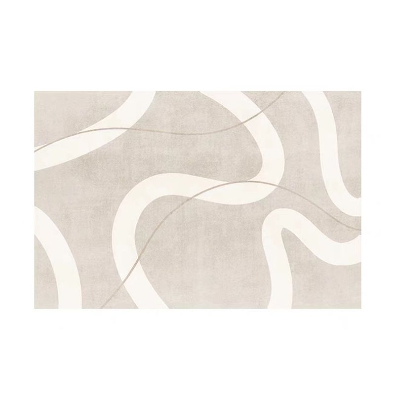White Color Block Rug Polyester Modern Rug Stain Resistant Rug for Drawing Room