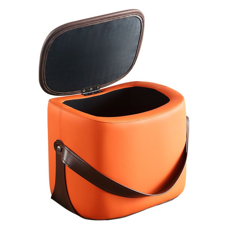 Glam Ottoman Faux Leather Stain Resistant Upholstered Square Ottoman with Legs