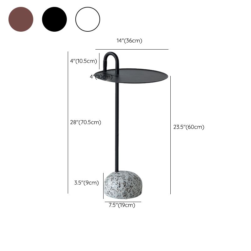 Modern Tray Top Side Table 27.8" Tall Metal Round Pedestal End Table
