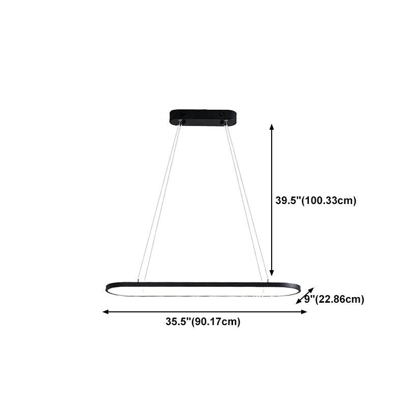 Contemporary Linear Shape Pendant Lighting Fixture Metal 1 Light Island Pendant Light